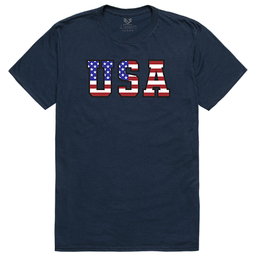RS2-811-NVY-04 Flag Text 2 Relaxed Graphic Tee Shirt, Navy - Extra Large