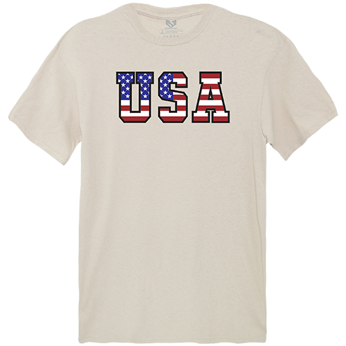 RS2-811-SND-05 Flag Text 2 Relaxed Graphic Tee Shirt, Sand - 2XL