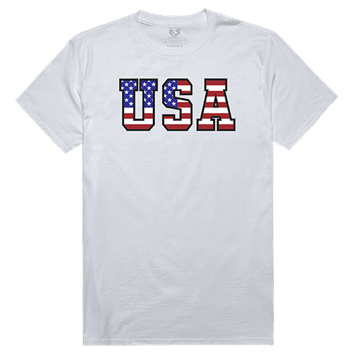 RS2-811-WHT-02 Flag Text 2 Relaxed Graphic Tee Shirt, White - Medium