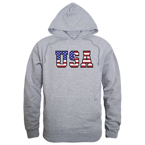 RS4-811-HGY-02 Flag Text 2 Graphic Pullover Sweatshirt, Heather Gray - Medium