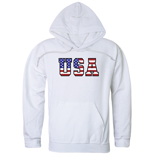 RS4-811-WHT-02 Flag Text 2 Graphic Pullover Sweatshirt, White - Medium