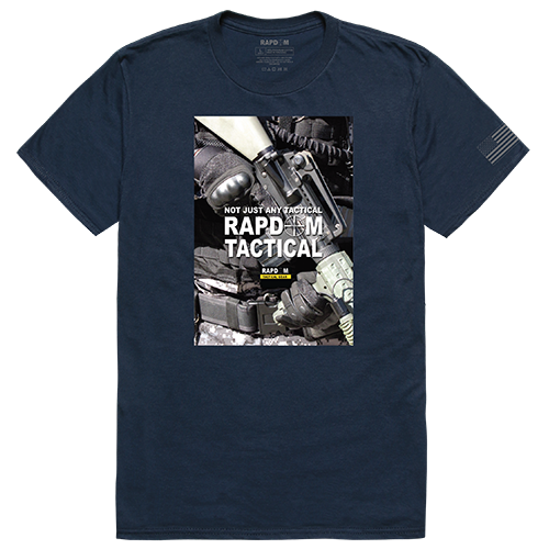 Rapdom 2 Tactical Graphic Tee Shirt, Navy - Medium