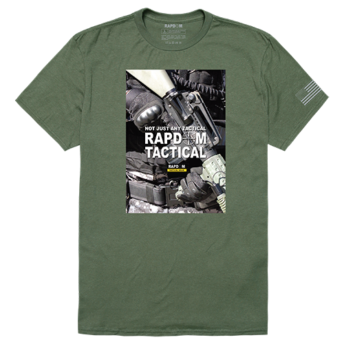 Rapdom 2 Tactical Graphic Tee Shirt, Olive - Medium