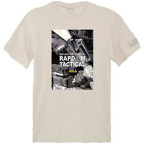 Rapdom 2 Tactical Graphic Tee Shirt, Sand - Small