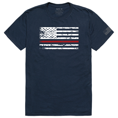 Thin Red Line Tactical Graphic Tee Shirt, Navy - Medium