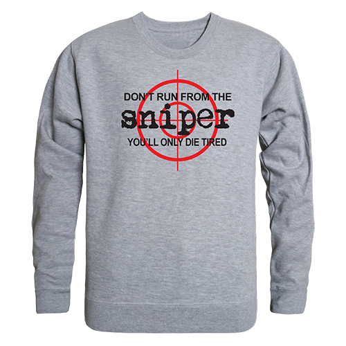 Sniper Graphic Crewneck Sweatshirt, Heather Gray - Large