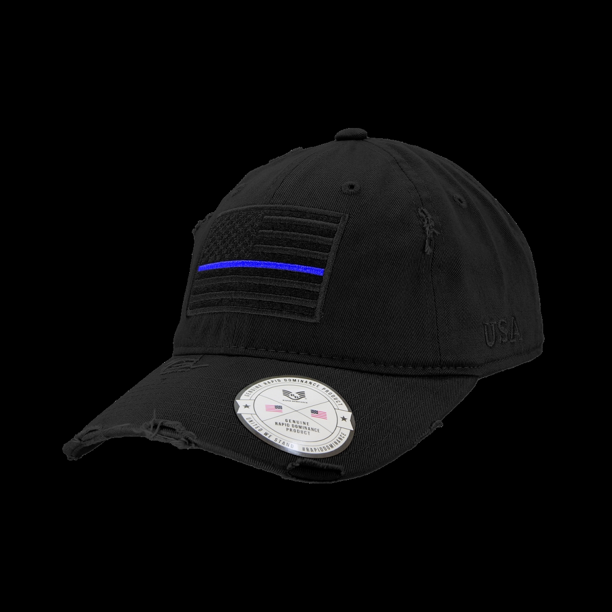 A18-TBL-BLK Vintage Thin Blue Line Patch Cap, Black