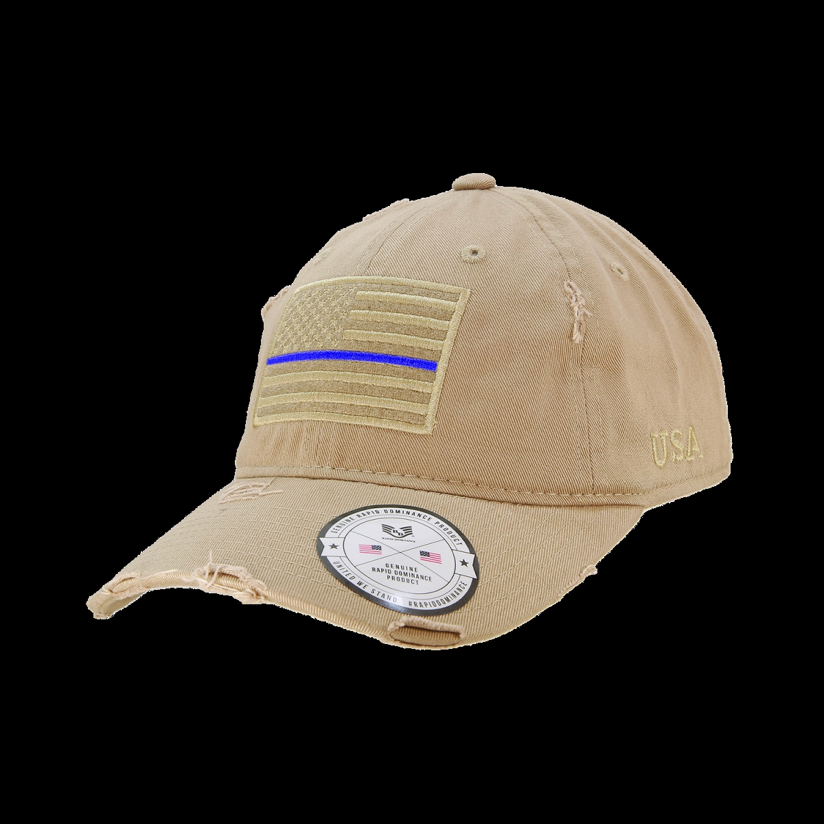 A18-TBL-KHA Vintage Thin Blue Line Patch Cap, Khaki