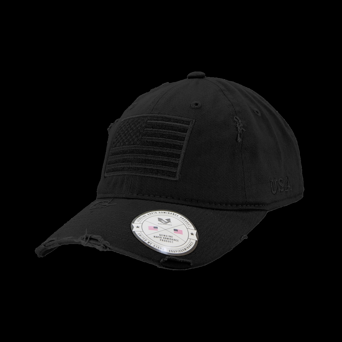 Vintage USA Flag Patch Cap, Black