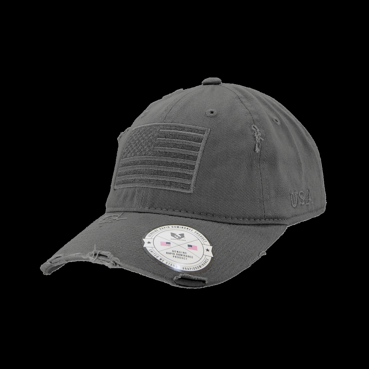 Vintage USA Flag Patch Cap, Dark Grey