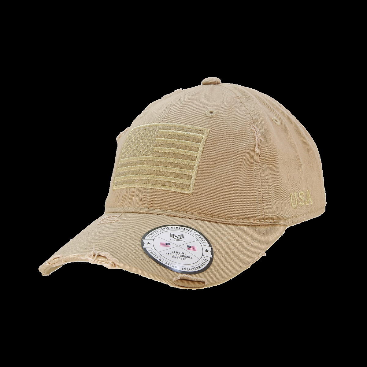 Vintage USA Flag Patch Cap, Khaki