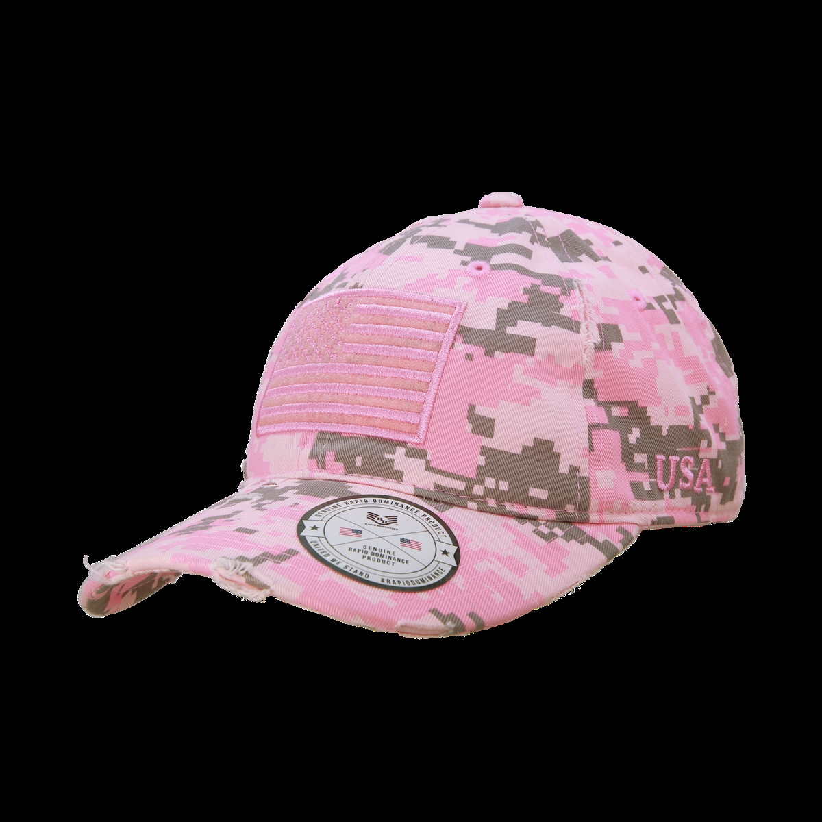 Vintage USA Flag Patch Cap, Pink Digital