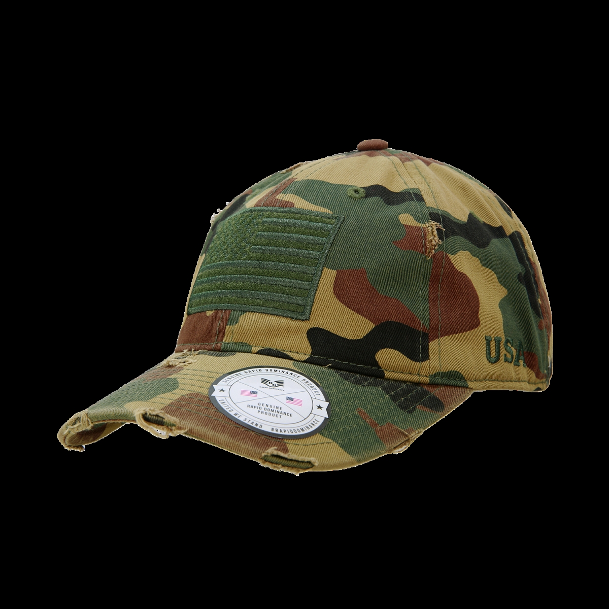Vintage USA Flag Patch Cap, Woodland