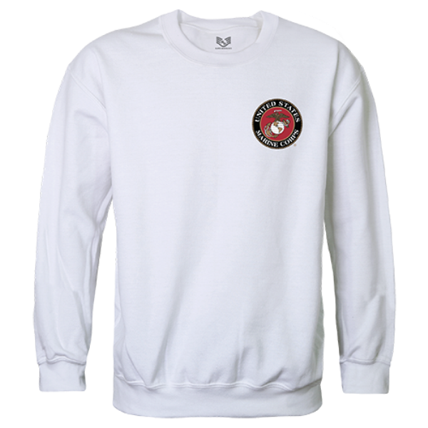 USMC Emblem Graphic Crewneck Sweatshirt, White - Large