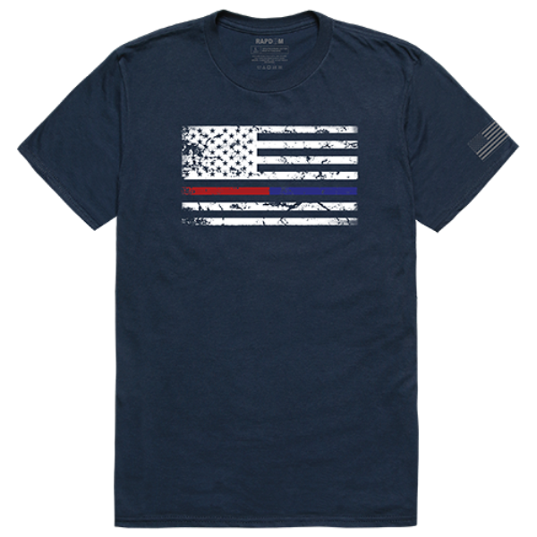 TRL & TBL Dual Flag Tactical Graphics T-Shirt, Navy - Medium