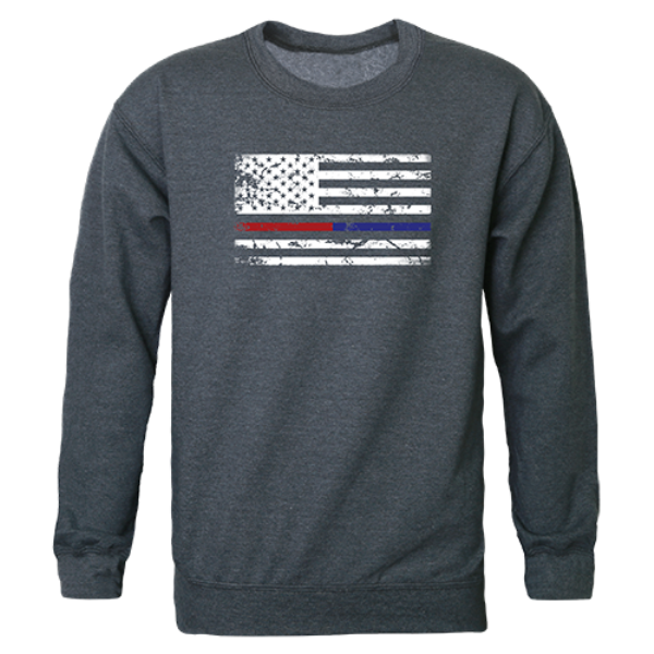 TRL & TBL Dual Flag GRPX Crewneck Sweatshirt, Heather Charcoal - Large