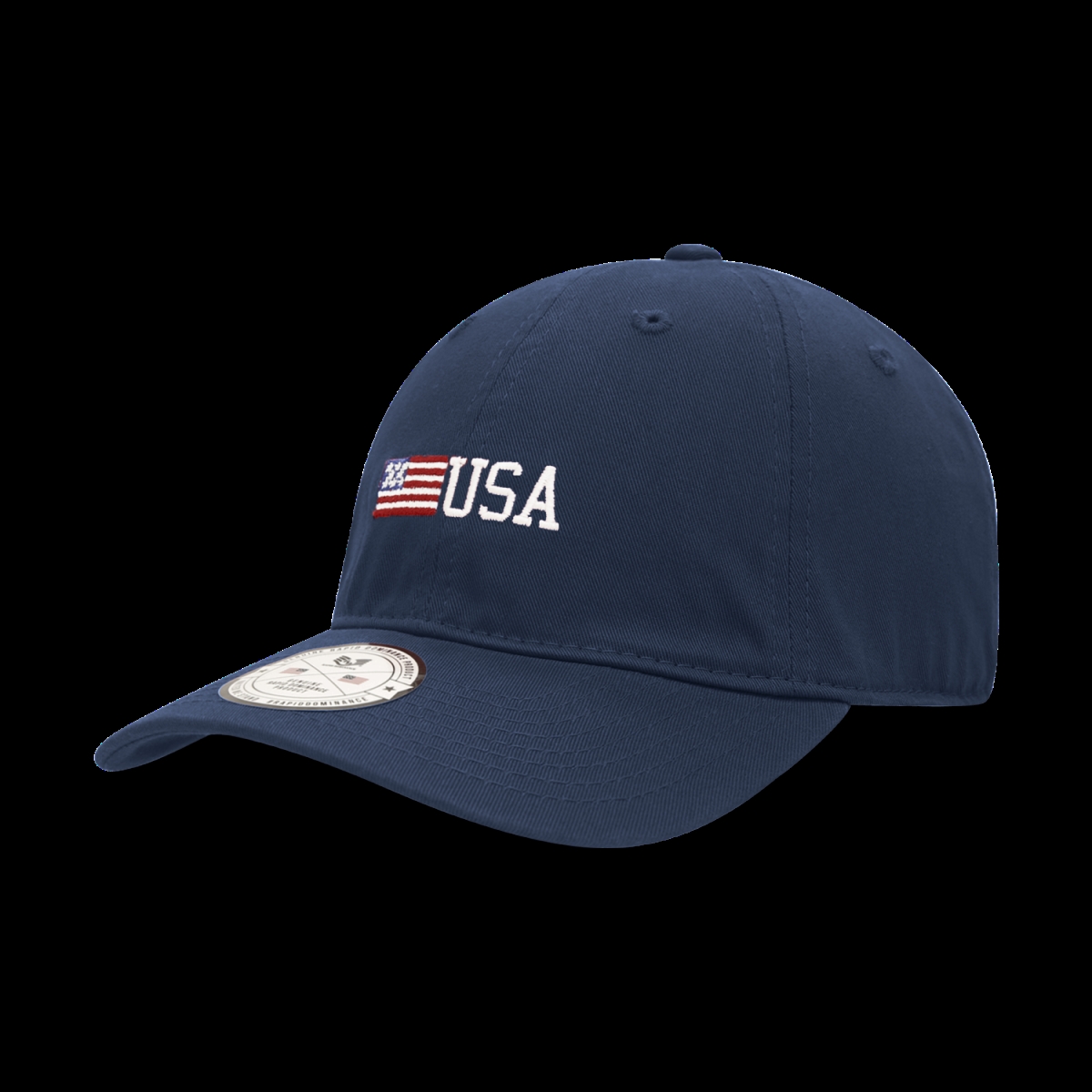 Side US Flag Relaxed Graphic Cap - Navy