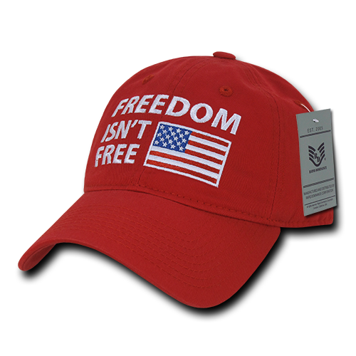 A03-1FIF-RED Relaxed Freedom Isnt Free Graphic Cap, Red