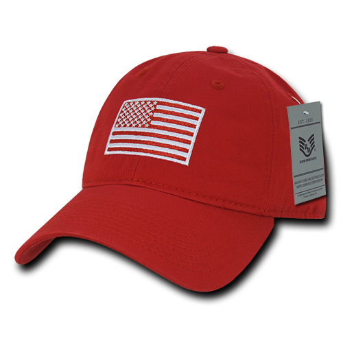A03-1TSA-RED Relaxed Tonal Flag Graphic Cap, Red