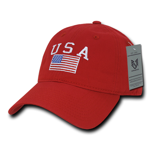 Relaxed USA Flag Graphic Cap, Red