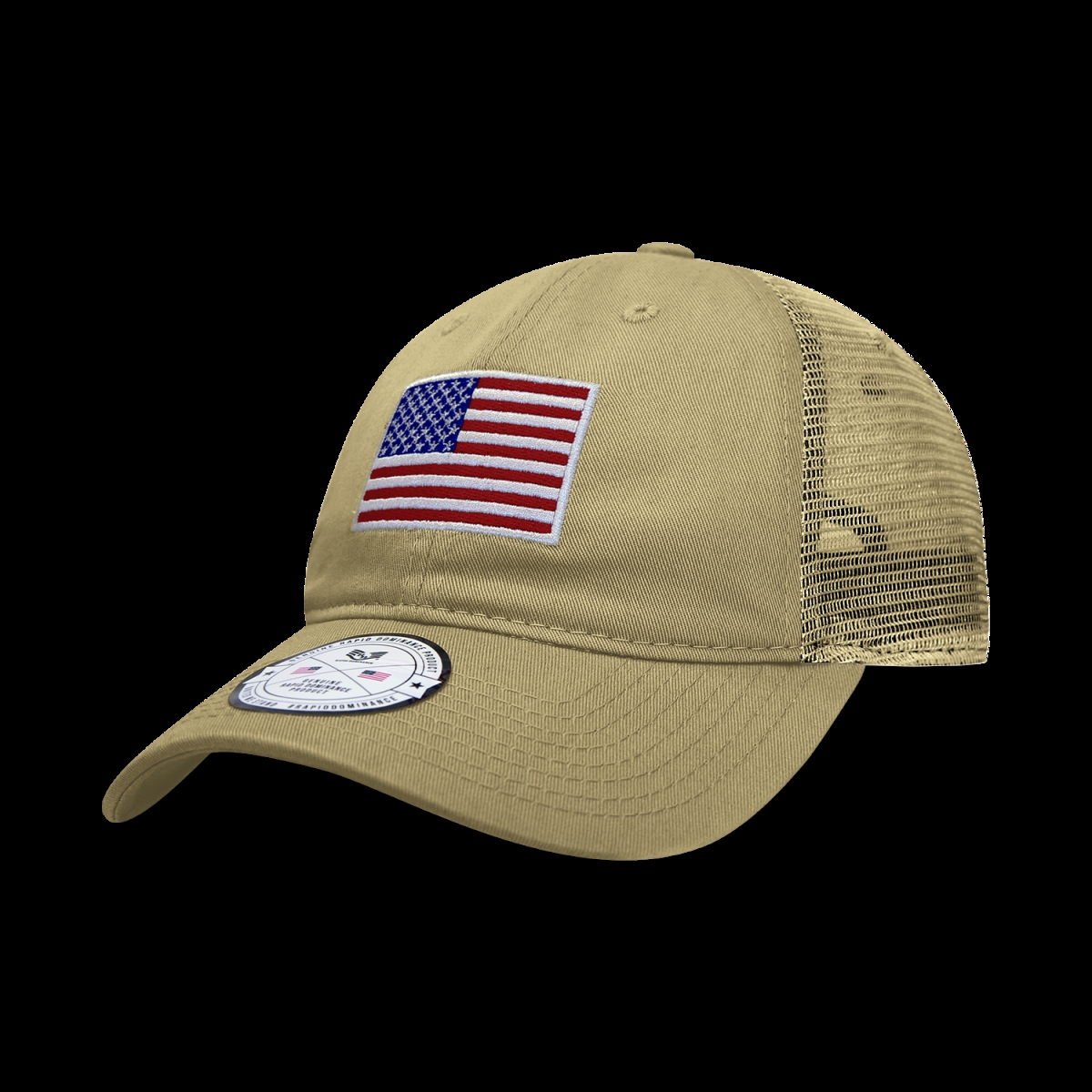 USA Flag Relaxed Trucker Cap - Khaki