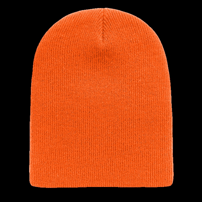 614-ORN Acrylic & Polyester Short Beanies, Orange - One Size Fits Most