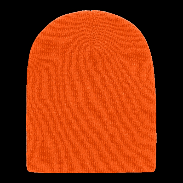 187-ORN Acrylic & Polyester Short Beanies, Orange - One Size Fits Most