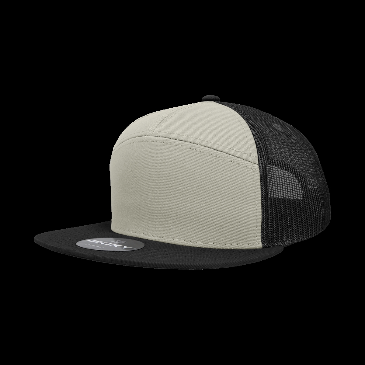 1133-LODLODBLK 7 Panel High Profile Structured Cotton Blend Trucker Cap, Loden & Black - One Size Fits Most
