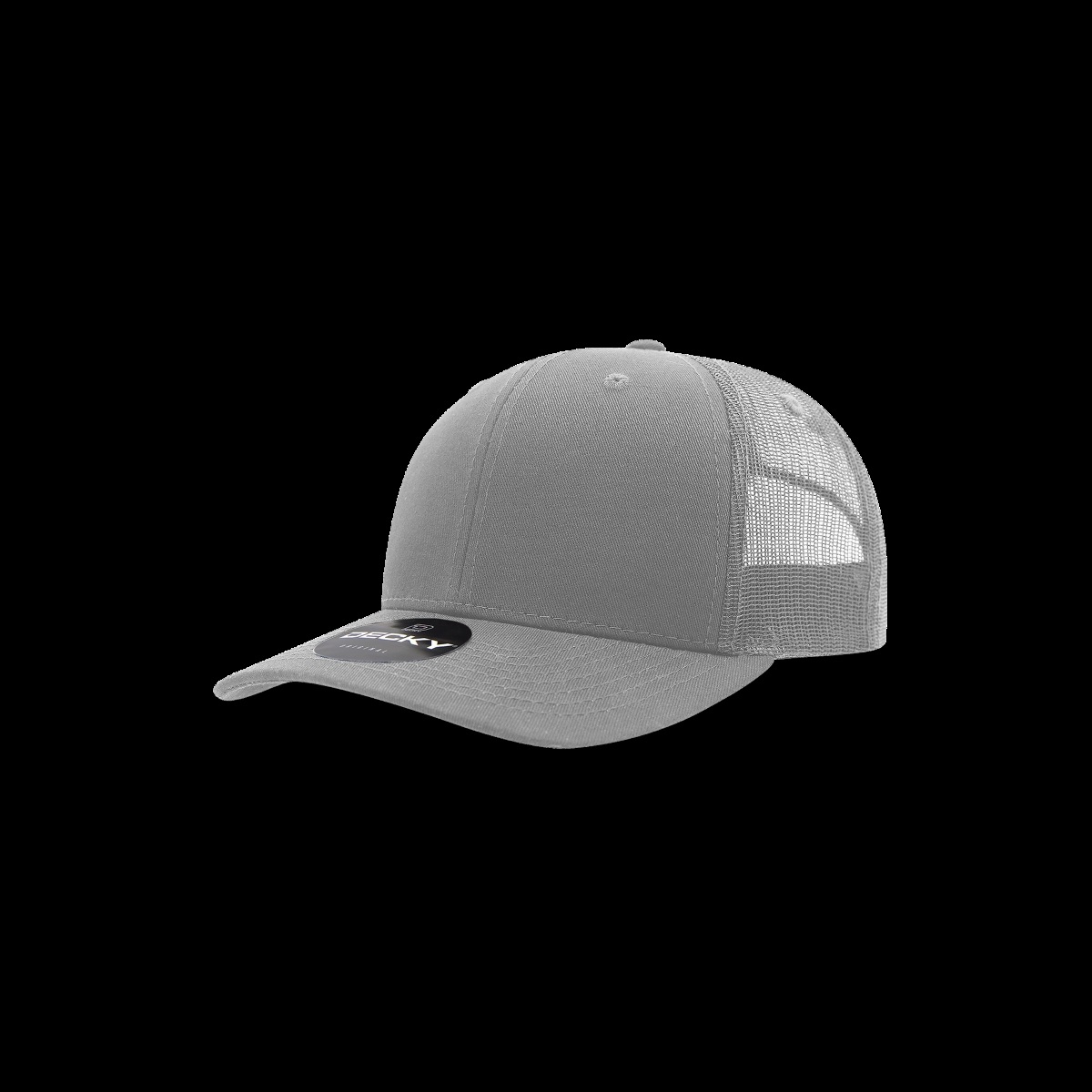 5019-1GRY Youth 6 Panel Mid Profile Structured Cotton Trucker Cap, Grey - One Size Fits Most