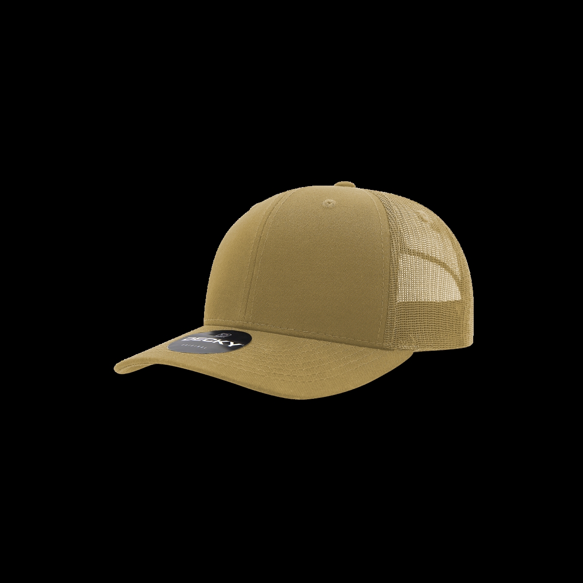 5019-1KHA Youth 6 Panel Mid Profile Structured Cotton Trucker Cap, Khaki - One Size Fits Most