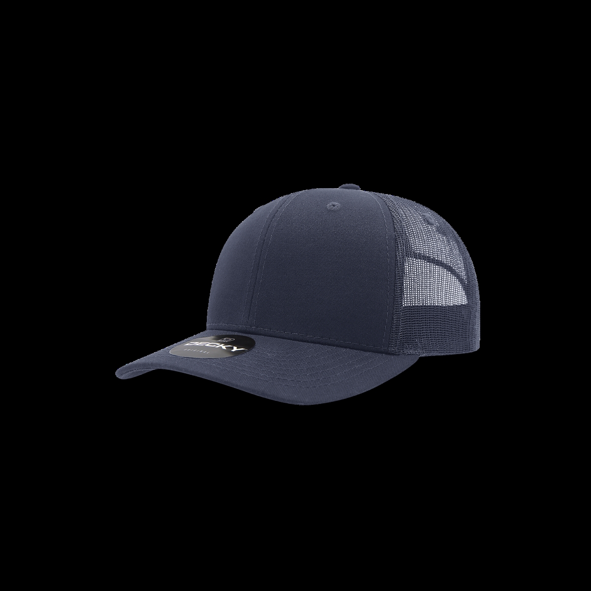 5019-1NVY Youth 6 Panel Mid Profile Structured Cotton Trucker Cap, Navy - One Size Fits Most