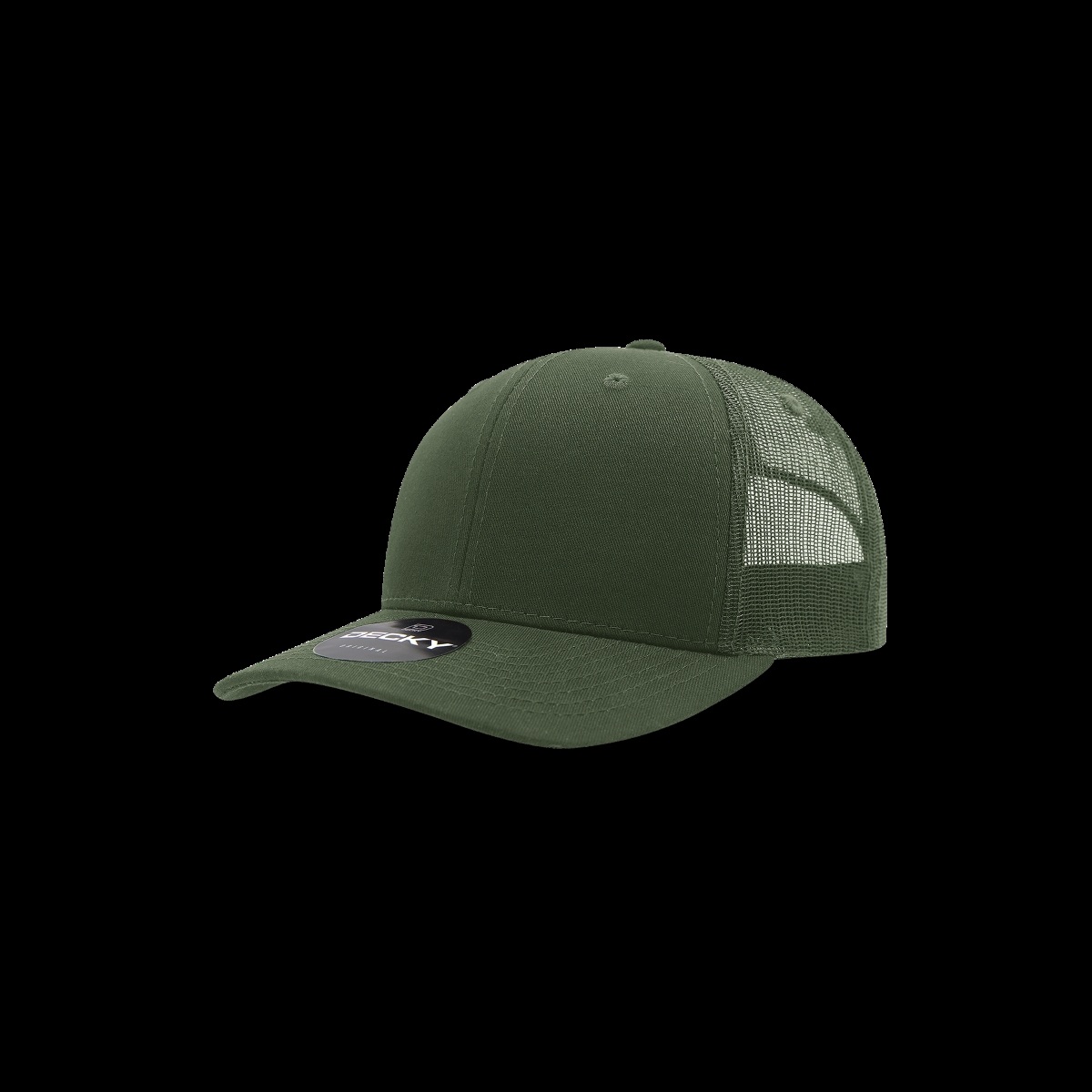 5019-1OLV Youth 6 Panel Mid Profile Structured Cotton Trucker Cap, Olive - One Size Fits Most