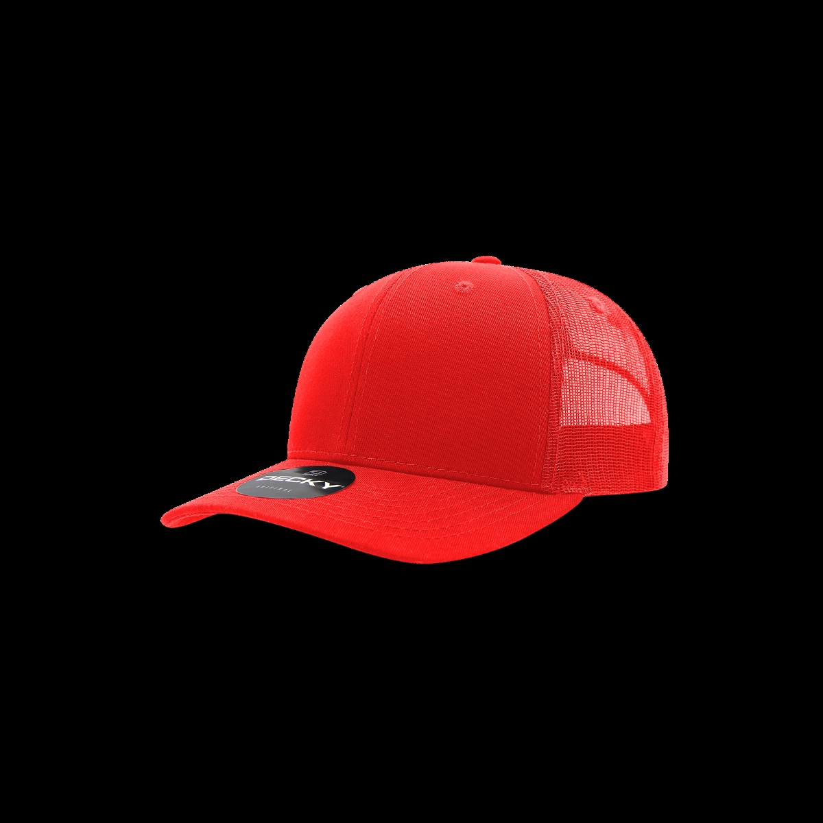 5019-1RED Youth 6 Panel Mid Profile Structured Cotton Trucker Cap, Red - One Size Fits Most