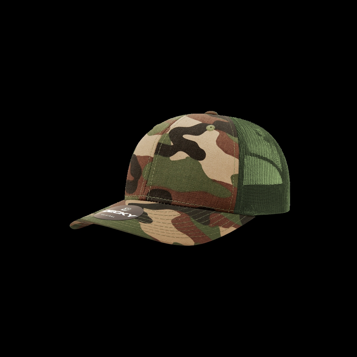 5019-1WDL Youth 6 Panel Mid Profile Structured Cotton Trucker Cap, Woodland - One Size Fits Most