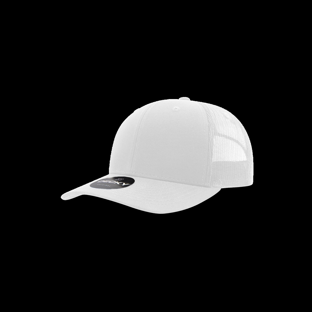 5019-1WHT Youth 6 Panel Mid Profile Structured Cotton Trucker Cap, White - One Size Fits Most