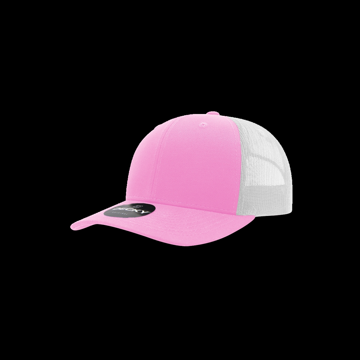 5019-4PNKWHT Youth 6 Panel Mid Profile Structured Cotton Trucker Cap, Pink & White - One Size Fits Most