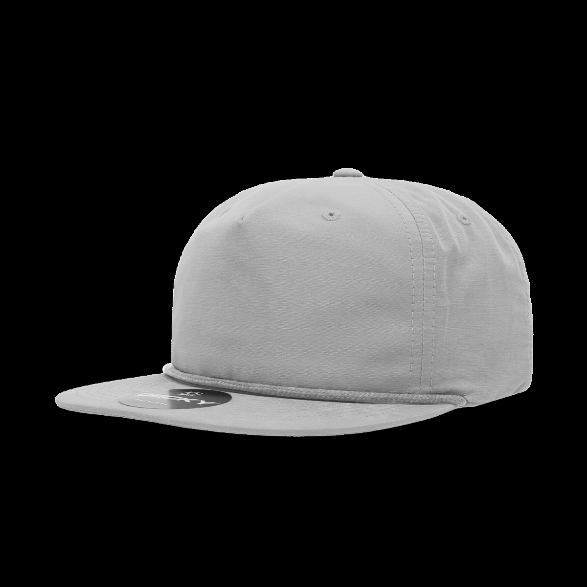 6032-1GRY 5 Panel High Profile Relaxed Cotton Blend Rope Hat, Grey - One Size Fits Most