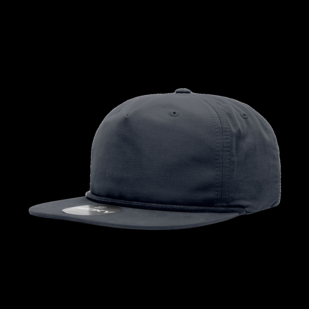 6032-1NVY 5 Panel High Profile Relaxed Cotton Blend Rope Hat, Navy - One Size Fits Most