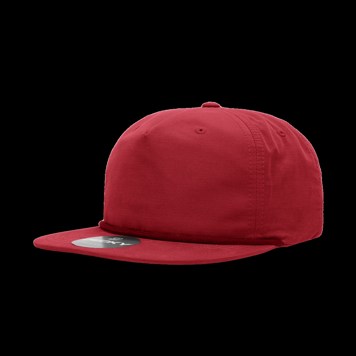6032-1RED 5 Panel High Profile Relaxed Cotton Blend Rope Hat, Red - One Size Fits Most