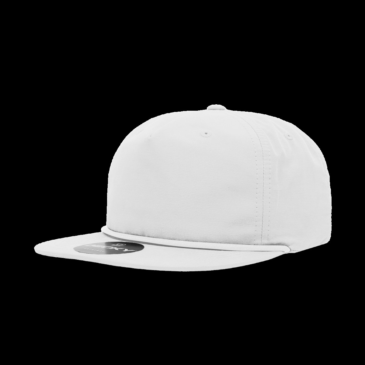 6032-1WHT 5 Panel High Profile Relaxed Cotton Blend Rope Hat, White - One Size Fits Most
