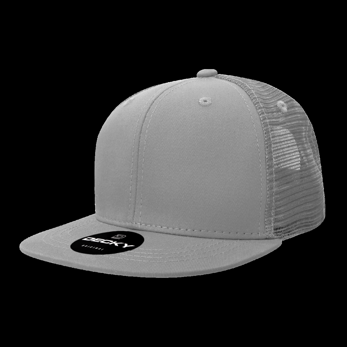 6033-1GRY 6 Panel High Profile Structured Cotton Blend Trucker Cap, Grey - One Size Fits Most