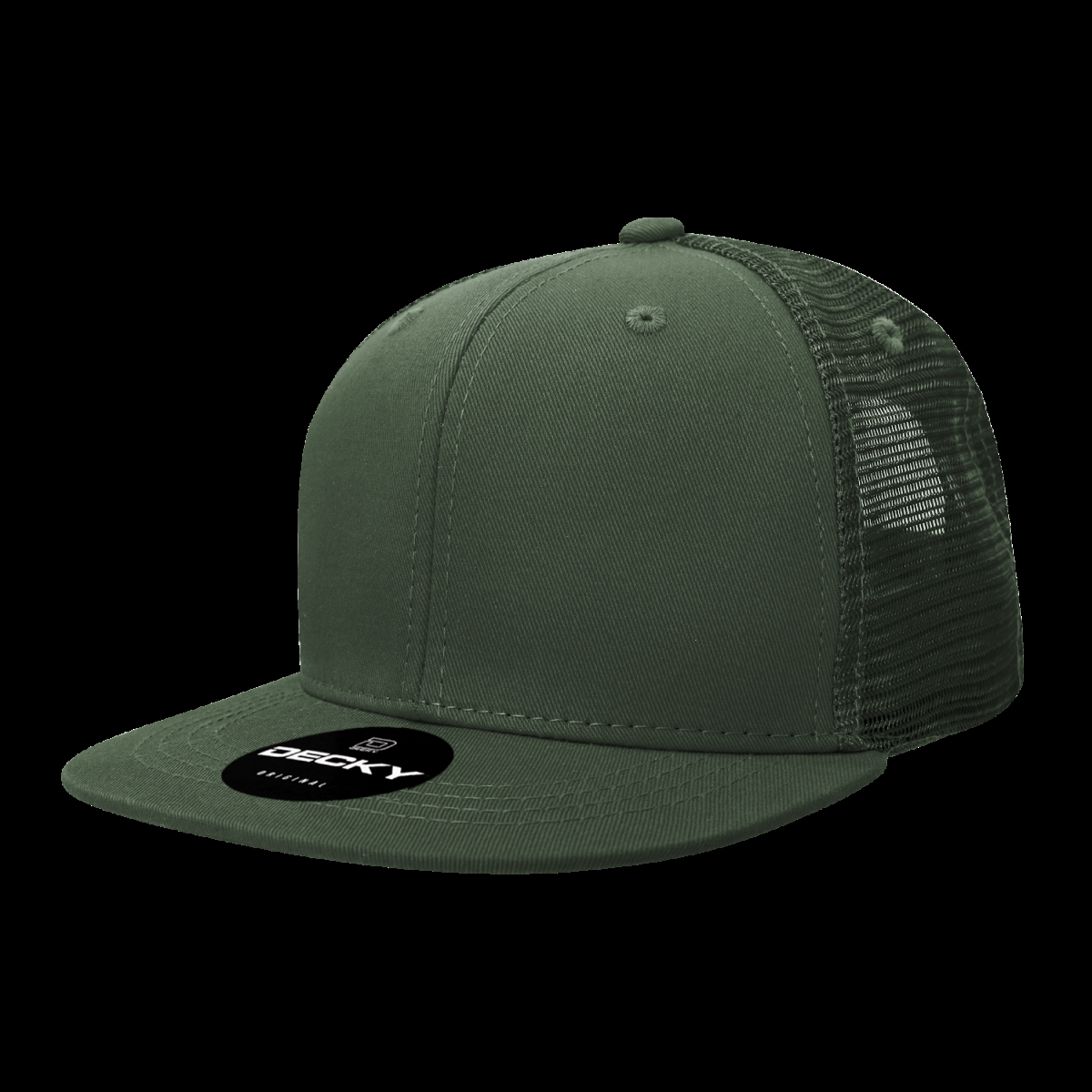6033-1OLV 6 Panel High Profile Structured Cotton Blend Trucker Cap, Olive - One Size Fits Most