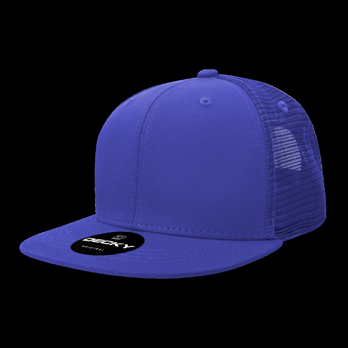 6033-1RYL 6 Panel High Profile Structured Cotton Blend Trucker Cap, Royal - One Size Fits Most