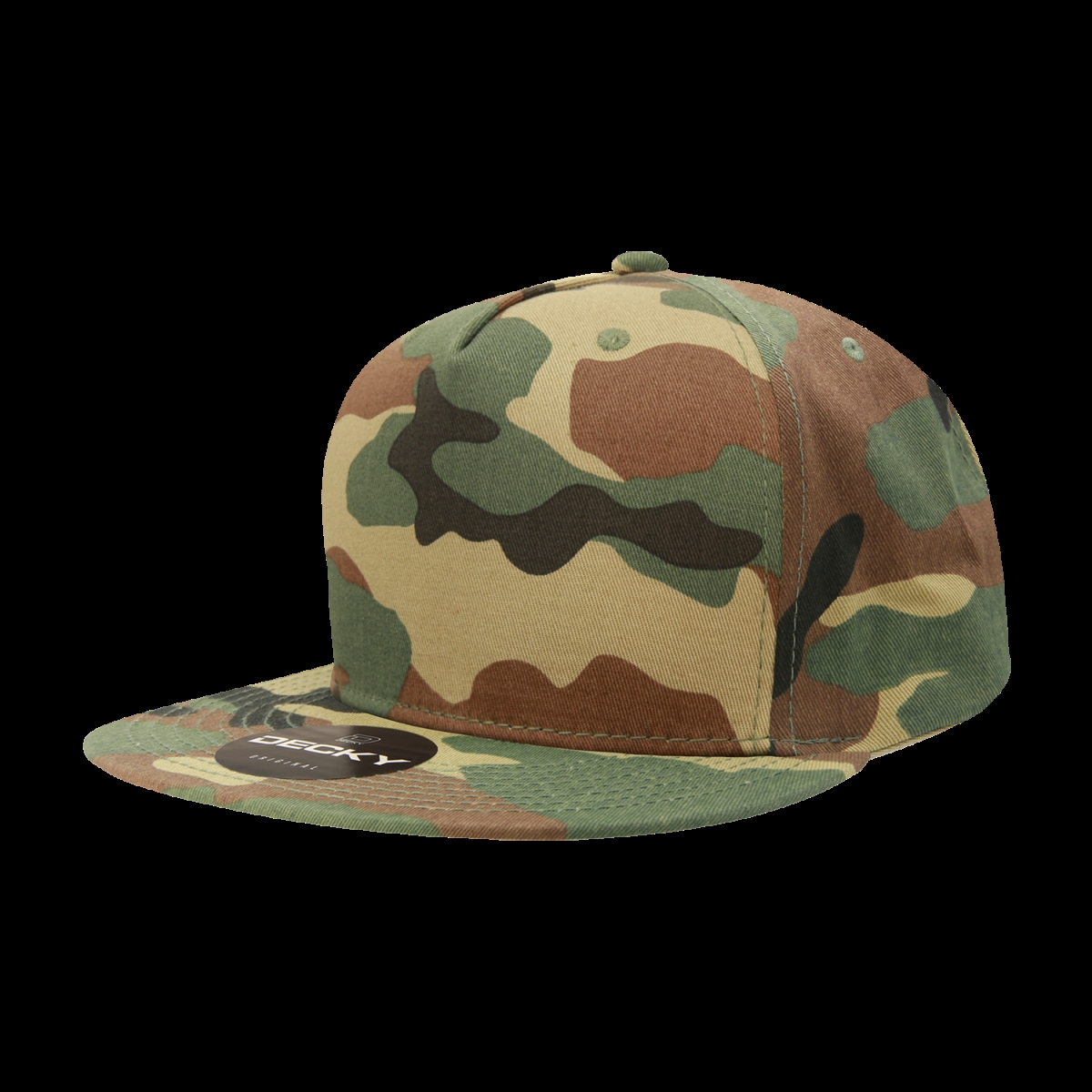 1064-6WDL 5 Panel High Profile Structured Cotton Blend Snapback Cap, Woodland - One Size Fits Most