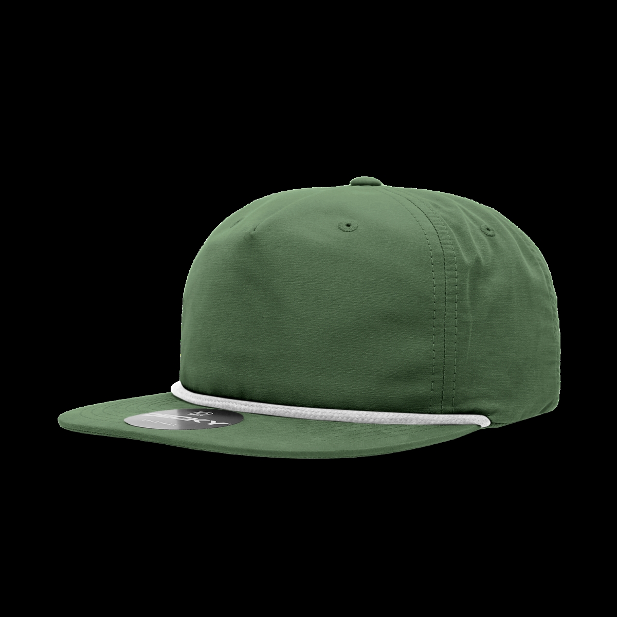 6032-7FORWHT 5 Panel High Profile Relaxed Cotton Blend Rope Hat, Forest & White - One Size Fits Most