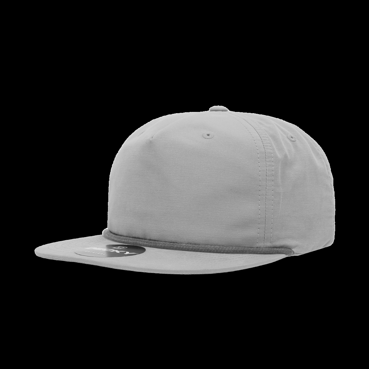 6032-7GRYCHA 5 Panel High Profile Relaxed Cotton Blend Rope Hat, Grey & Charcoal - One Size Fits Most