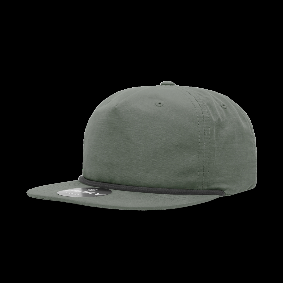 6032-7LODBLK 5 Panel High Profile Relaxed Cotton Blend Rope Hat, Loden & Black - One Size Fits Most
