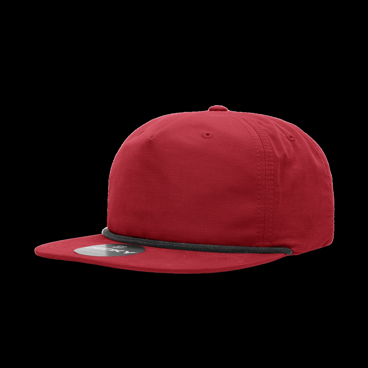 6032-7REDBLK 5 Panel High Profile Relaxed Cotton Blend Rope Hat, Red & Black - One Size Fits Most
