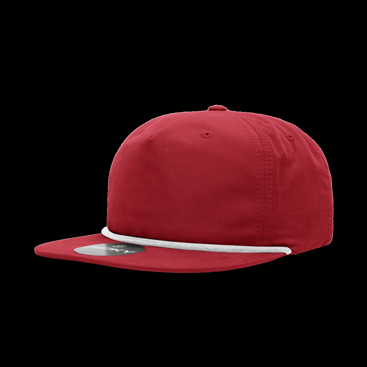 6032-7REDWHT 5 Panel High Profile Relaxed Cotton Blend Rope Hat, Red & White - One Size Fits Most