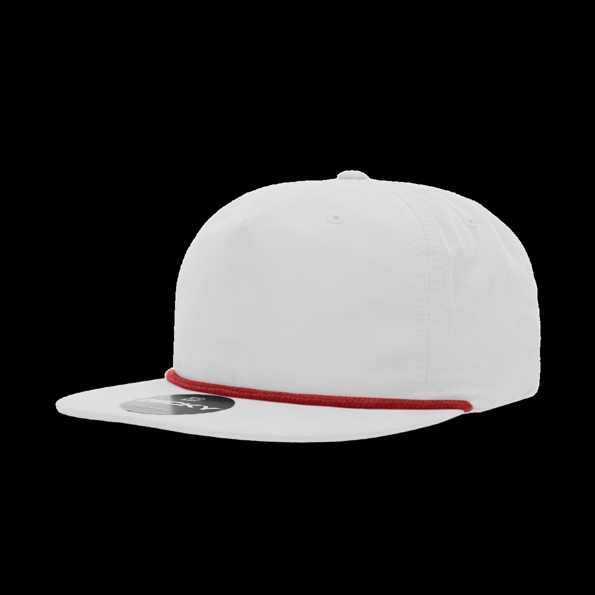 6032-7WHTRED 5 Panel High Profile Relaxed Cotton Blend Rope Hat, White & Red - One Size Fits Most